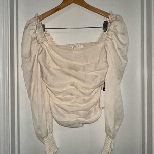 Astr Cream Ruched Blouse